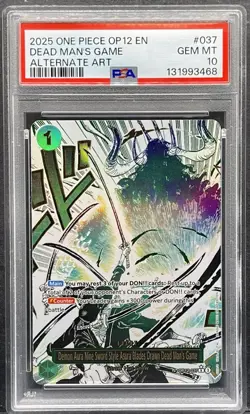 2025 One Piece OP12 EN Alternate Art Dead Man's Game - Graded PSA 10 GEM MINT - Image 1
