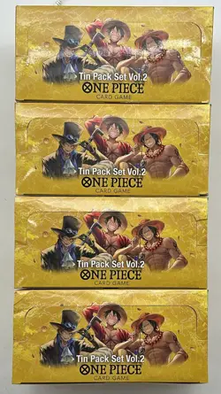 Lot of (4) One Piece TCG Volume 2 Tin Pack 12-Set Displays SEALED - Image 1