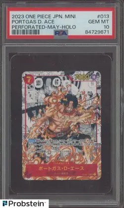 2023 One Piece Japanese Mini Perforated May Holo #013 Portgas D. Ace PSA 10 - Image 1