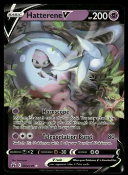Pokemon Cards Hatterene V 065/159 Crown Zenith Holo Rare V NM *3 - Image 1