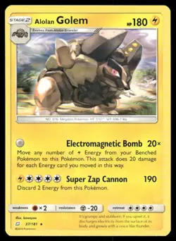 Pokemon Cards Alolan Golem 37/181 Team Up Sun & Moon Rare NM - Image 1