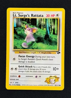 LT. SURGE'S RATTATA (LP/NM) - Gym Challenge 85/132 - Pokemon Trading Card Game - Image 1