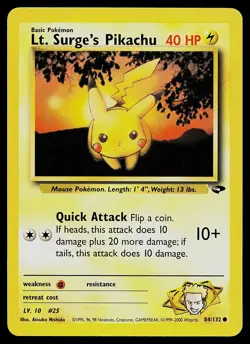 Pokemon Card - Lt. Surge's Pikachu Gym Challenge 84/132 Common - Image 1
