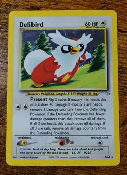 Delibird 5/64 Neo Revelation Holo Rare Pokemon Card VLP - Image 1