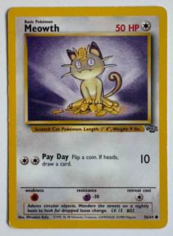 Meowth 56/64 Pokemon Card & Top Loader (Jungle Set) - Image 1