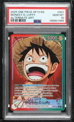 2025 One Piece Card Game Carrying on His Will OP13 English Monkey D Luffy PSA 10 - Image 1