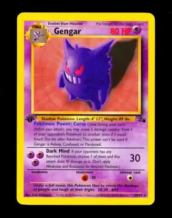 1999 Pokemon GENGAR Fossil Set 1ST EDITION Non Holo RARE Card 20/62 WotC NM+ - Image 1