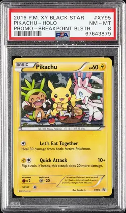 2016 POKEMON XY BLACK STAR PROMO BREAKPOINT BLISTERS #XY95 PIKACHU-HOLO PSA 8 - Image 1