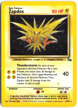 Zapdos 15/62 Holo Rare Fossil Pokemon - Image 1