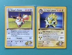 Pokemon 1st Edition Lt. Surge’s Eevee & Jolteon | Gym Heroes WOTC - Image 1