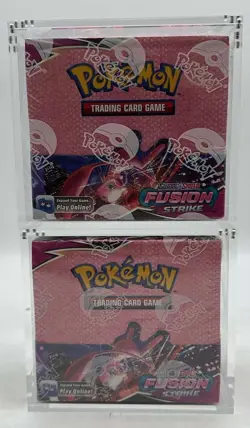 Lot fo (2) Pokemon TCG SWSH Fusion Strike Booster Boxes w/Acrylic - Image 1