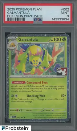 2025 Pokemon PLAY! Pokemon Prize Pack #002 Galvantula PSA 9 MINT - Image 1
