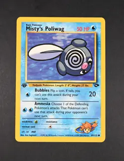 NM Misty's Poliwag 1st Edition 89/132 Reg. Gym Challenge (G2) Pokemon Card - Image 1