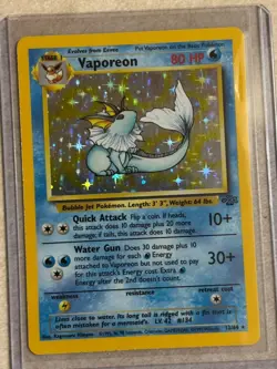 Pokemon TCG Vaporeon Jungle Holo Rare 12/64 80 HP Stage 1 Water Nintendo 1999 - Image 1