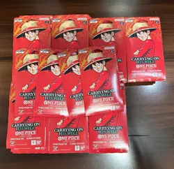 One Piece OP-13 Carrying on His Will Sleeved Booster Pack Lot of 55 In Hand - Image 1