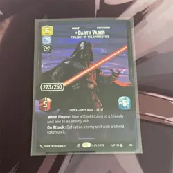 Star Wars Darth Vader Unit Card Star Wars Unlimited Twilight Apprentice 223 FFG… - Image 1