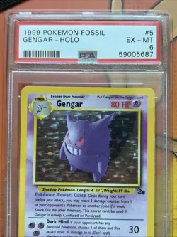 Pokemon Gengar 5/62 Fossil Holo Rare Unlimited PSA 6 Trading Card - Image 2