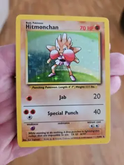 Hitmonchan Holo 7/102 Holo Rare Base Set Pokemon Card MP - Image 1
