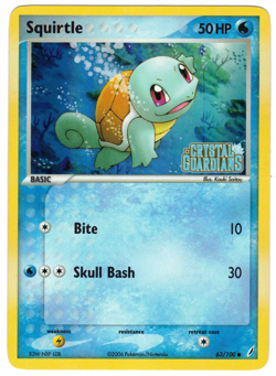 Squirtle 63/100 EX Crystal Guardians Reverse Holo Common Stamped Pokemon Card - Image 1