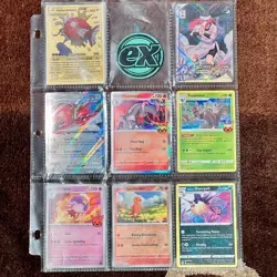 Lot of 134 Assorted Pokemon Trading Cards in Binder Sleeves + EX Chip - Image 2
