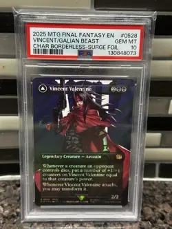 2025 MTG Final Fantasy EN Vincent Valentine Borderless Surge Foil #0528 PSA 10 - Image 1