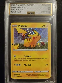 Pikachu SWSH039 Sword & Shield Promo Black Star Holo AGS 10 Pokemon TCG 2020 - Image 1
