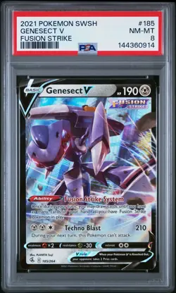 2021 Pokemon Sword & Shield SWSH Fusion Strike #185 Genesect V PSA 8 NM Rare - Image 1