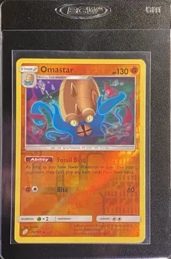 Omastar Reverse Holo Rare 76/181 Pokemon TCG Sun & Moon Team UP NM - Image 3