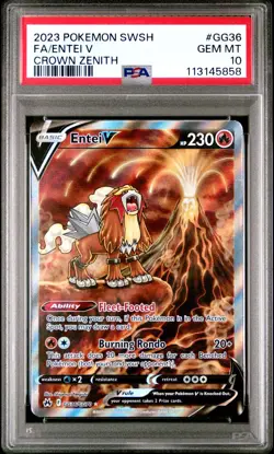 2023 POKEMON SWORD & SHIELD CROWN ZENITH #GG36 FULL ART/ENTEI V PSA 10 - Image 1