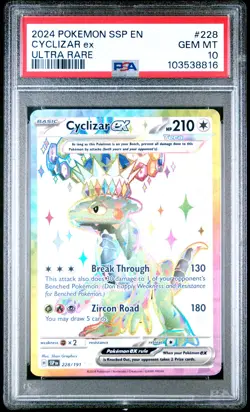 2024 POKEMON SSP EN-SURGING SPARKS ULTRA RARE #228 CYCLIZAR EX PSA 10 - Image 1
