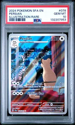 2024 POKEMON SFA EN-SHROUDED FABLE ILLUSTRATION RARE #078 PERSIAN PSA 10 - Image 1