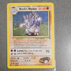 Pokemon Brock's Rhydon 2/132 Gym Heroes Holo Rare with Swirl - Image 1