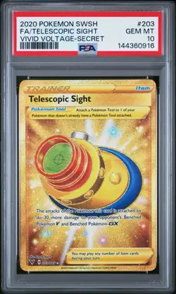 2020 Pokemon SWSH Vivid Voltage #203 Telecsopic Sight FA PSA 10 Secret Rare Art - Image 1
