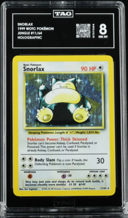1999 Pokemon Jungle Unlimited SNORLAX - Holo Rare NO SYMBOL ERROR #11/64 TAG 8 - Image 1