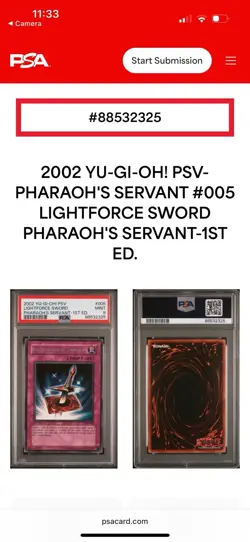 2002 Yu-Gi-Oh! Lightforce Sword PSV-005 1st Edition PSA 9 - Image 3