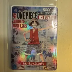 One Piece Sealed Gonzaga CCG Monkey D. Luffy Promo Holo Card College Basketball - Image 1