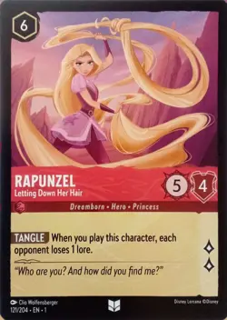121/204 RAPUNZEL LETTING DOWN HER HAIR UNCOMMON DISNEY LORCANA CARD - Image 1