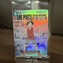 Bandai Namco One Piece CCG Monkey.D.Luffy US Voyage Promo Full Art Holo Card - Image 1