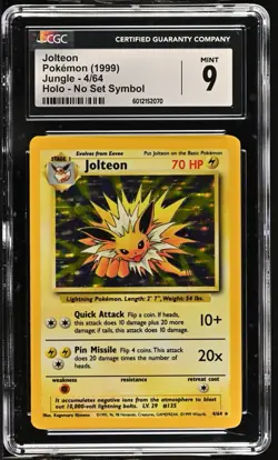 CGC 9 Jolteon 1999 Jungle No Set Symbol 4/64 Holo Pokemon Card psa - Image 1