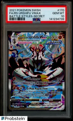 2021 Pokemon SWSH Battle Styles Secret #170 FA/RS Urshifu VMax PSA 10 GEM MINT - Image 1