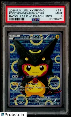 PSA 9 PONCHO WEARING PIKACHU RAYQUAZA P.W. BOX 2016 POKEMON XY PROMO #231 - Image 1
