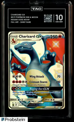 2019 Pokemon TCG S & M Hidden Fates #SV49 Full Art Charizard Gx TAG 10 GEM MINT - Image 1