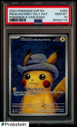 Pokemon Pikachu with Grey Felt Hat Van Gogh 085 Promo PSA 10 Graded GEM MINT - Image 1