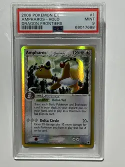 2006 Pokemon Ex Dragon Frontiers - Ampharos Holo #1 PSA 9 MINT - Image 1