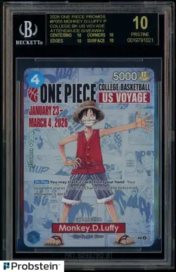 Monkey D Luffy One Piece Promo College Basketball US Voyage BGS 10 BLACK LABEL - Image 1