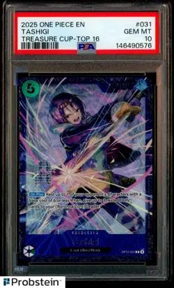2025 One Piece EN Treasure Cup Top 16 #031 Tashigi PSA 10 GEM MINT - Image 1
