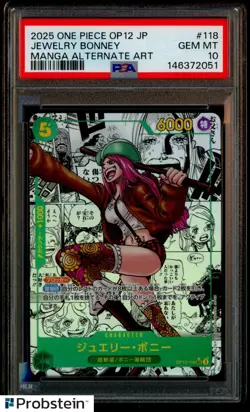 2025 One Piece OP12 Japanese Manga Alternate Art #118 Jewelry Bonney PSA 10 - Image 1