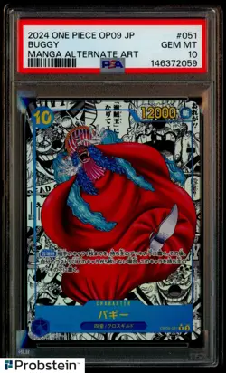 2024 One Piece Japanese Buggy Manga Alternate Art #OP09-051 PSA 10 GEM MINT - Image 1