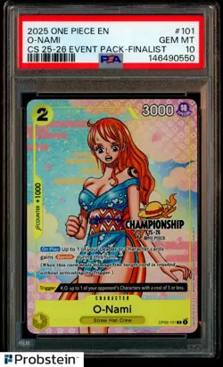 2025 One Piece EN Championship 25-26 Event Pack Finalist #101 O-Nami PSA 10 - Image 1