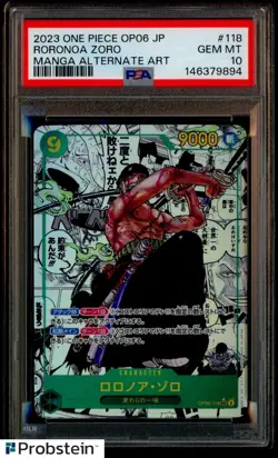2023 One Piece OP06 Japanese Manga Alternate Art #118 Roronoa Zoro PSA 10 - Image 1